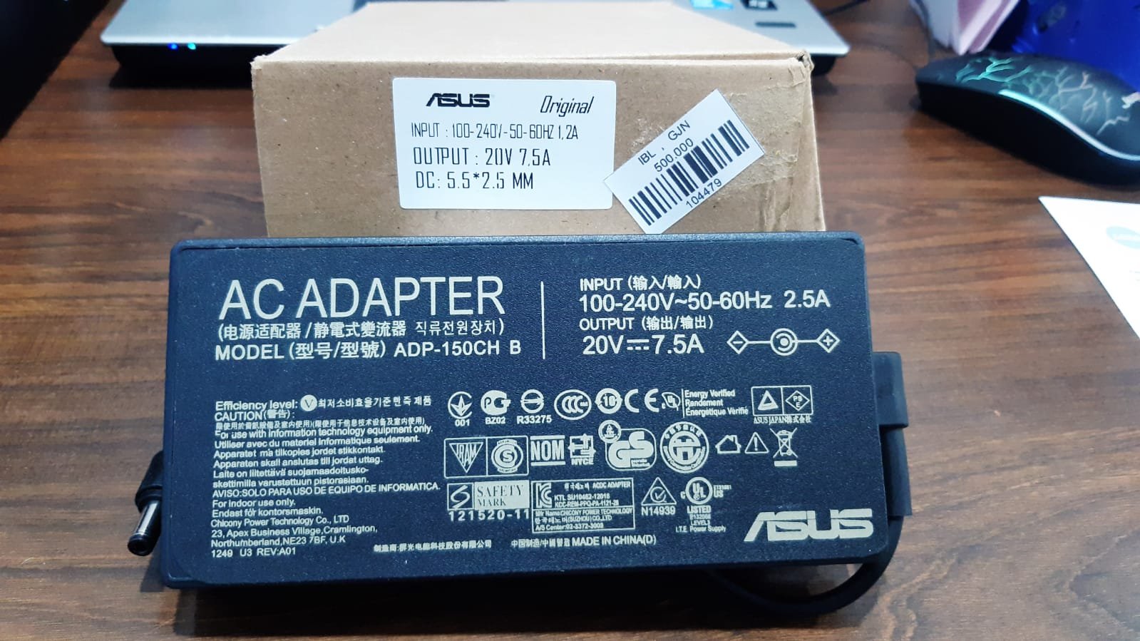 ADAPTER ASUS 20V-7.5A 5.5*2,5MM KOTAK ORI FOR RYZEN