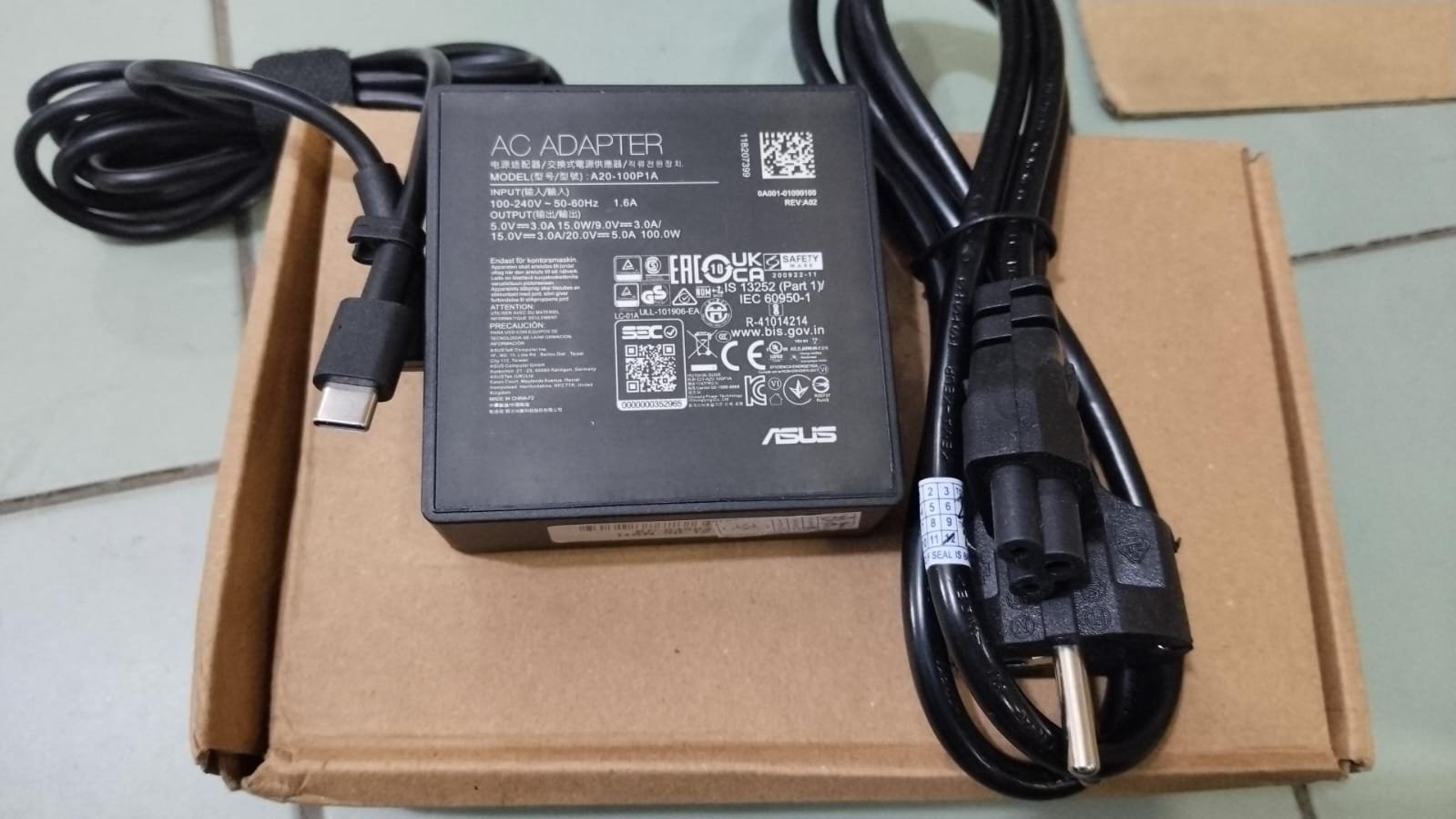 ADAPTER ASUS 20V-5A 100WATT TYPE CKOTAK ORI