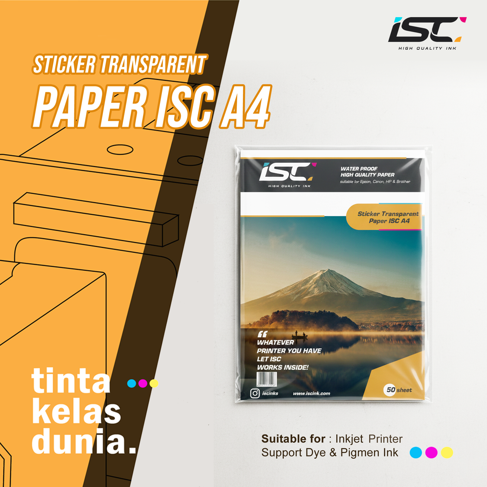 KERTAS STIKER TRANSAPARAN ISC A4