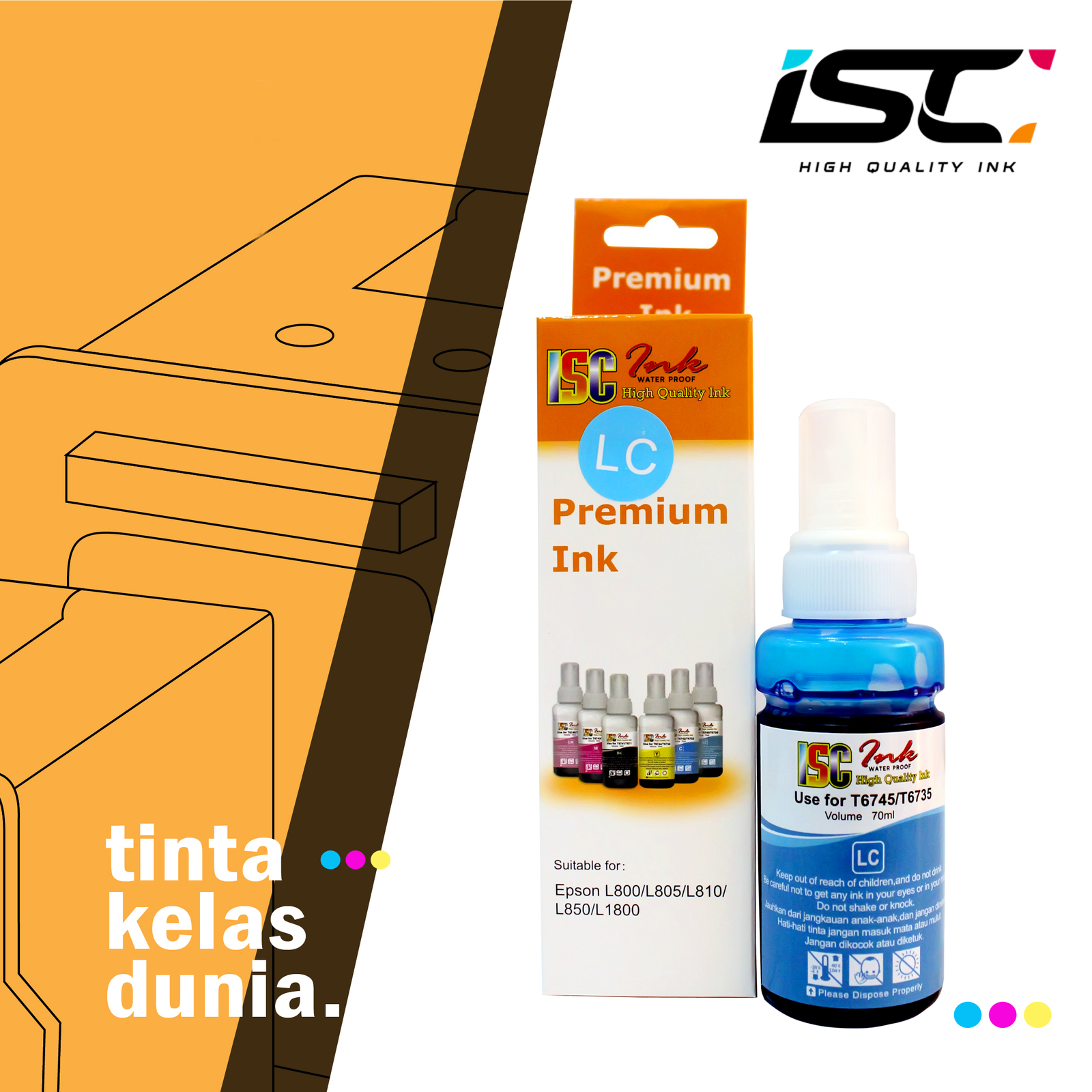 TINTA ISC INK EPSON T6735 70ML LIGHT CYAN
