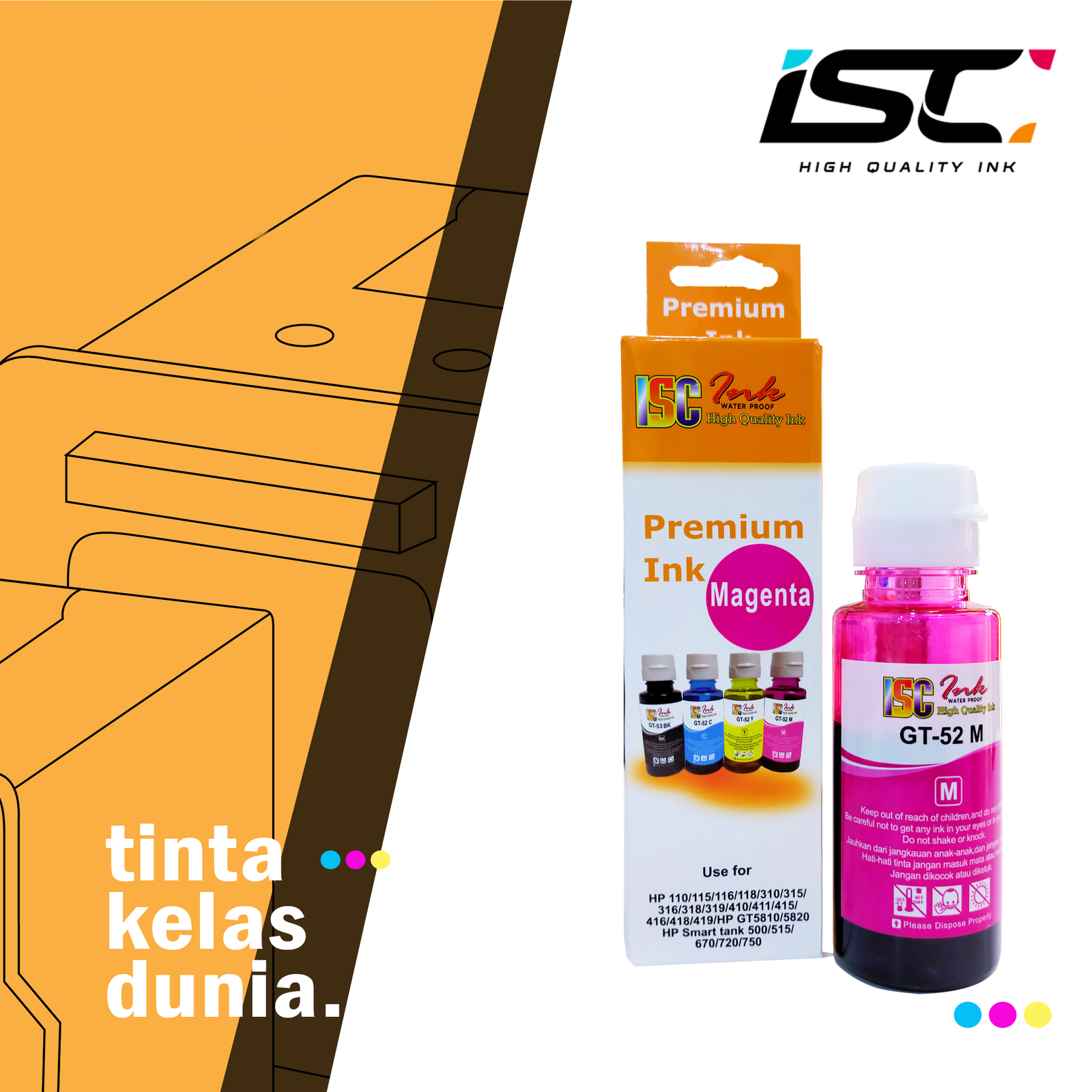 TINTA HP ISC INK GT52 70ML MAGENTA