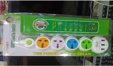 CABEL EXTENSION LUCKY HAWK 4 LUBANG + USB HUB 3 PORT LH-305