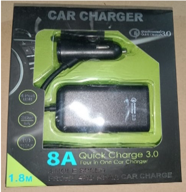 CABEL CAR CHARGER QUALCOMM 3.0 USB 4 PORT+8A
