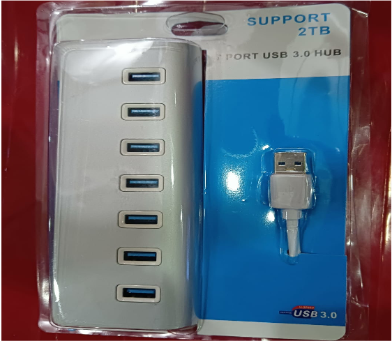 USB HUB 3.0 7 PORT SUPPORT 2TB SILVER BAGUS
