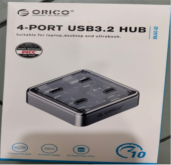 USB HUB TYPE-C 4 PORT METAL TRANSPARAN ORICO XHJ4C-G2