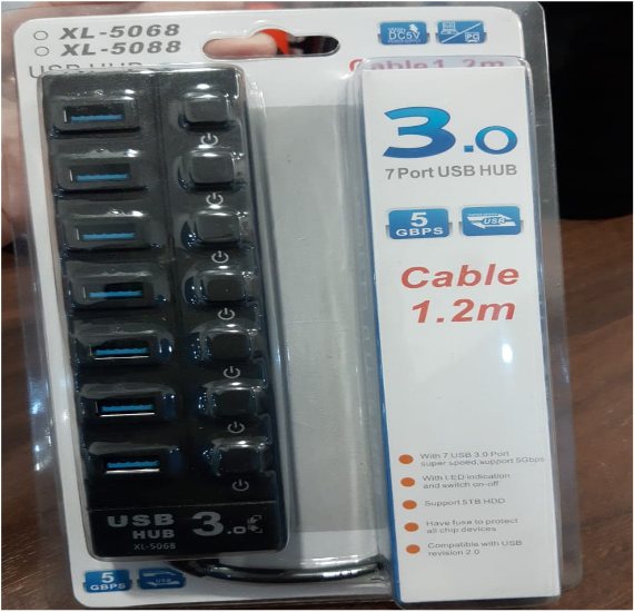 USB HUB 3.0 7 PORT ON/OFF 120CM XL-506
