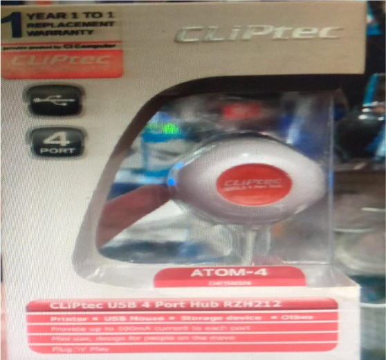 USB HUB CLIPTEC 4 PORT RZH212