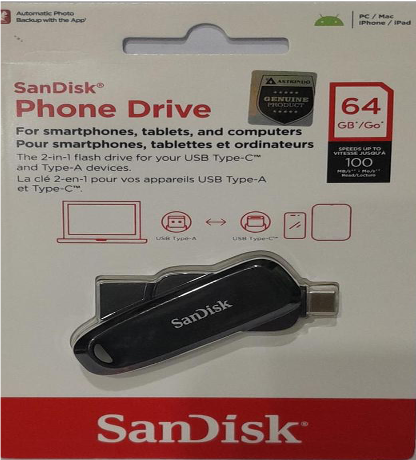 FLASHDISK SANDISK PHONE DRIVE 64GB 100MB/S BLACK