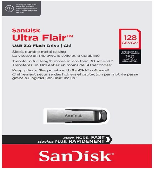 FLASHDISK SANDISK ULTRA FLAIR USB 3.0 128GB
