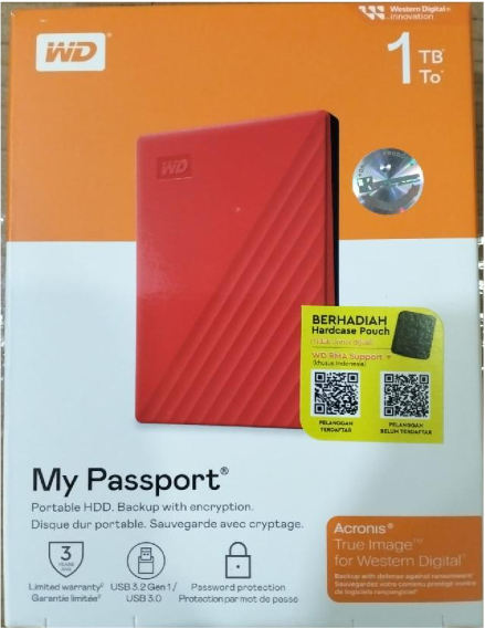 HARDISK EXT WD MY PASSPORT 1TB RED