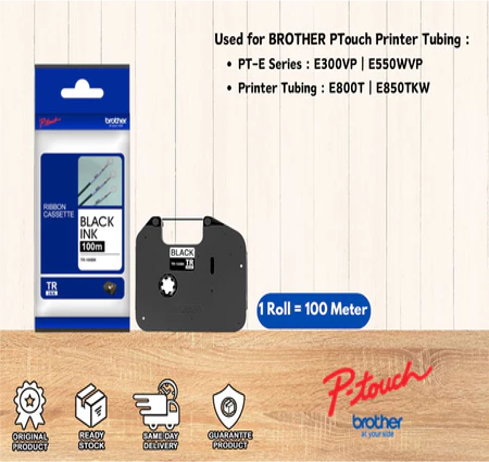 INK RIBBON BROTHER TR 100 BK FOR PT E800 SERIES