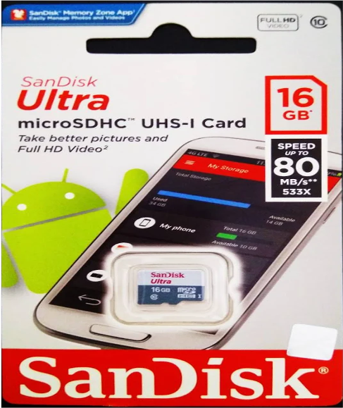 MICRO SD SANDISK ULTRA 16GB CLASS 10