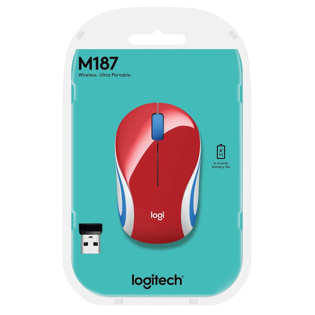 MOUSE WIRELESS LOGITECH M187 BRIGHT RED