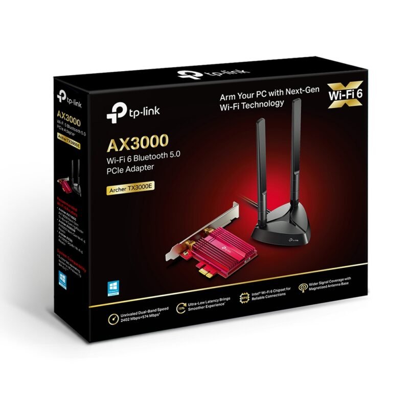 TP LINK AX3000 DUAL BAND WIFI 6 & BLUETOOTH PCIe ADAPTER ARCHER TX3000E