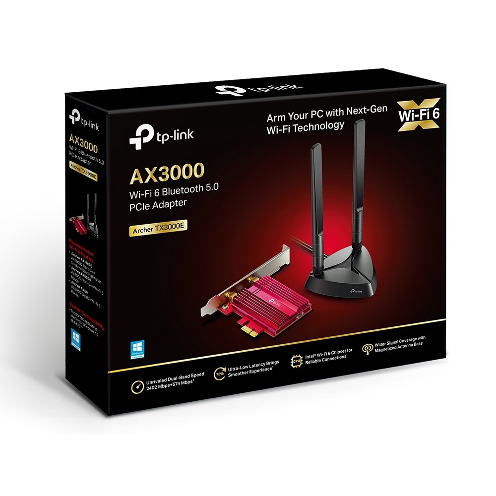 TP LINK AX3000 DUAL BAND WIFI 6 & BLUETOOTH PCIe ADAPTER ARCHER TX3000E