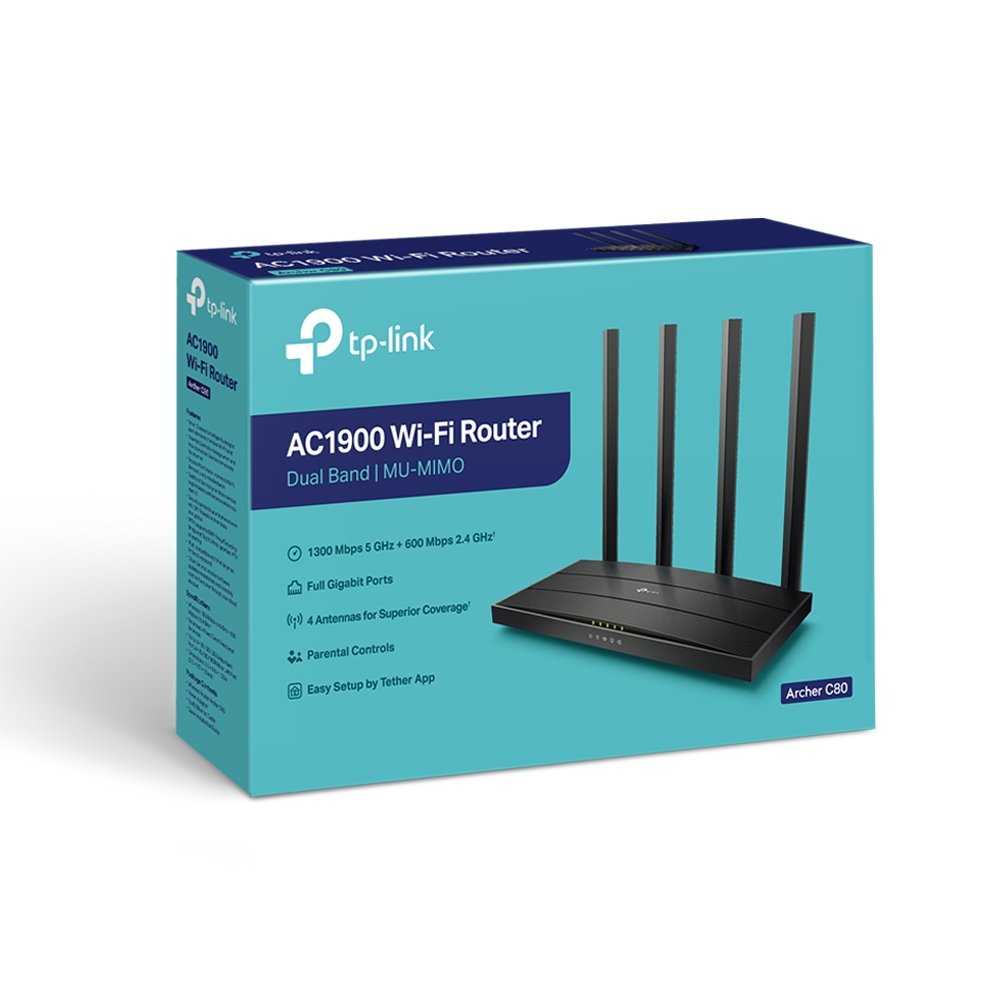 TP LINK AC1900 WIRELESS ROUTER DUAL BAND GIGABIT ARCHER C80