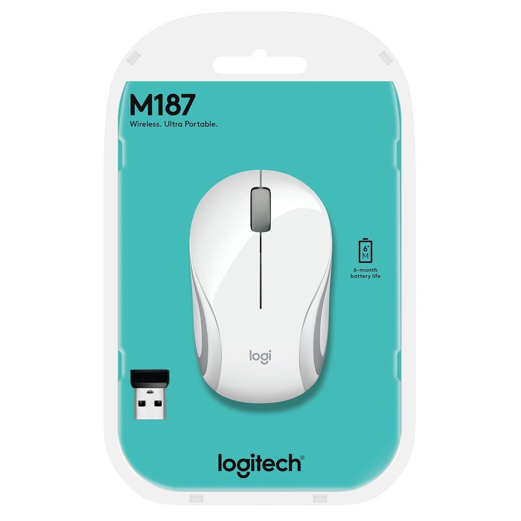 MOUSE WIRELESS LOGITECH M187 WHITE