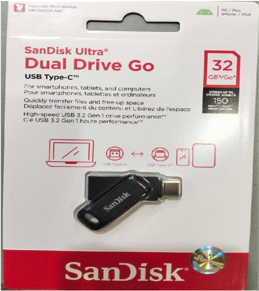 SANDISK ULTRA DUAL DRIVE GO USB TYPE-C 32GB BLACK