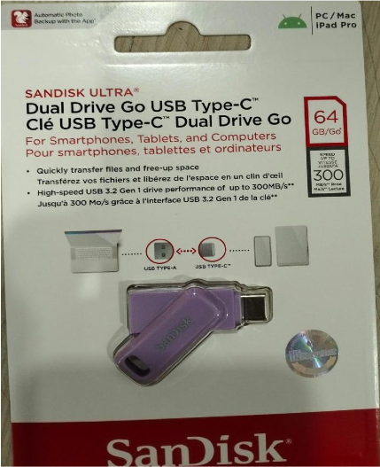 SANDISK ULTRA DUAL DRIVE GO USB TYPE-C 64GB PURPLE