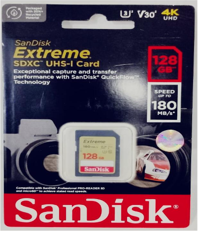 SD CARD SANDISK EXTREME 128GB 180MBPS