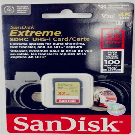 SD CARD SANDISK EXTREME 32GB 100MBPS