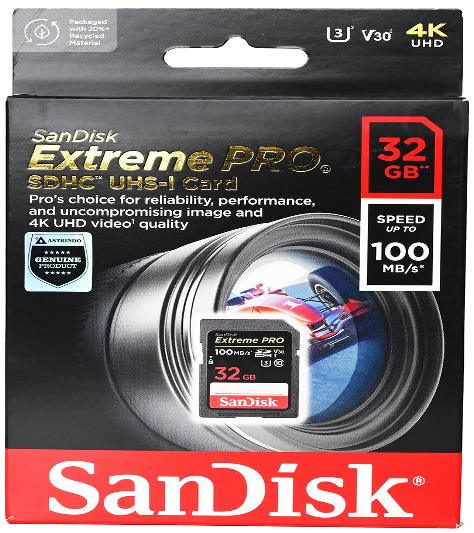 SD CARD SANDISK EXTREME PRO SDHC 32GB CLASS 10 SPEED 100MB/S
