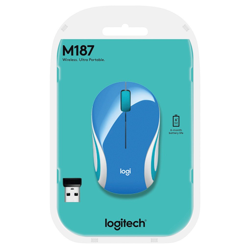 MOUSE WIRELESS LOGITECH M187 BIRU PUTIH