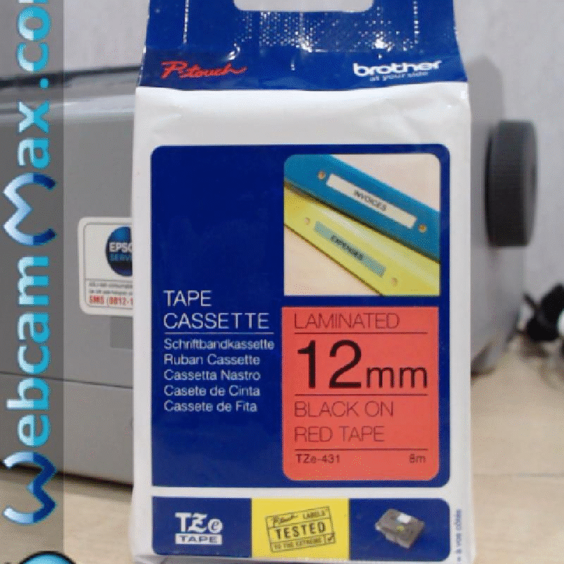 COLORTAPES 12MM BLACK ON RED TZE-431