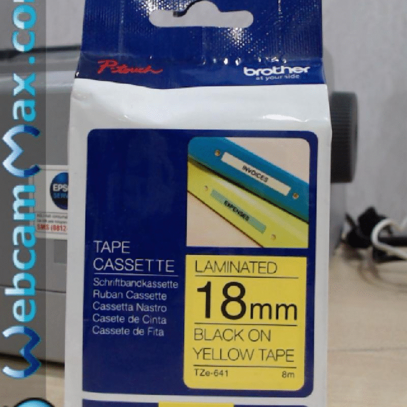 COLORTAPES 18MM BLACK ON YELLOW TZE-641