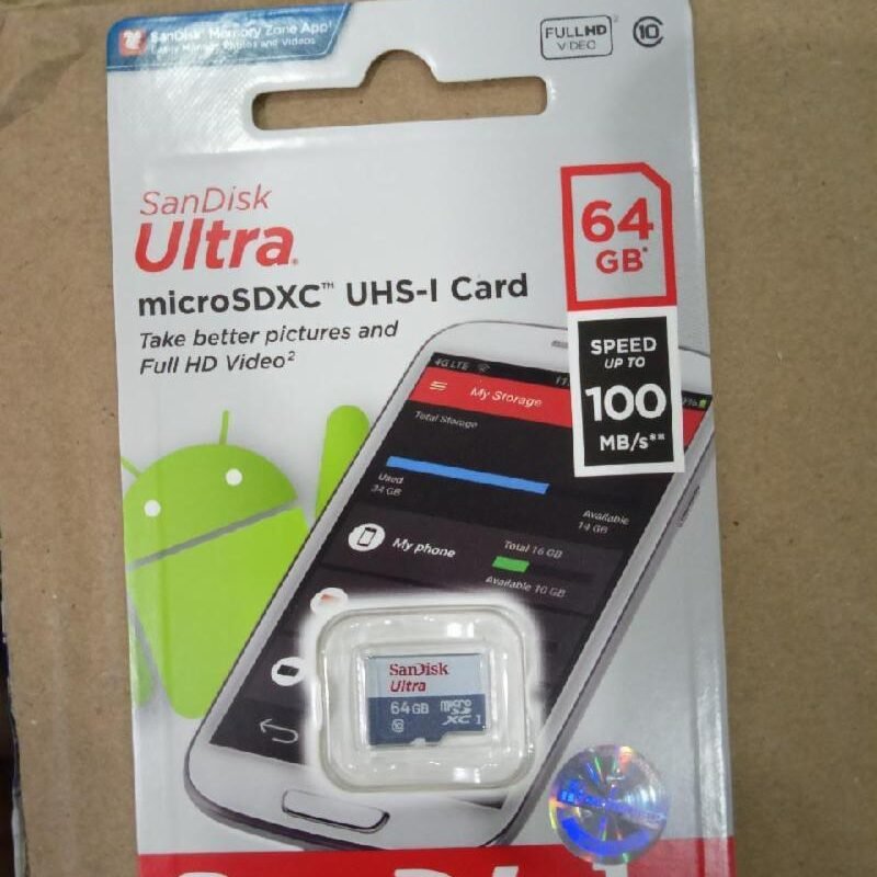 MICRO SD SANDISK ULTRA 64GB CLASS 10 100MBPS