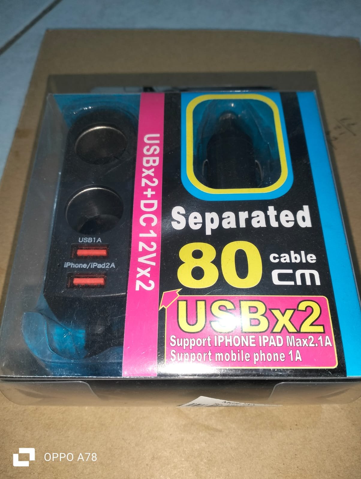 CABEL CAR CHARGER USB 2 PORT+ 2 PORT CIHARETTE EXTX1801 80CM