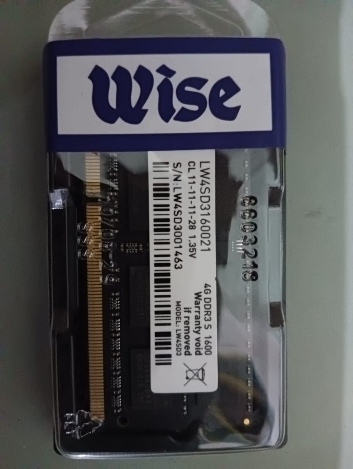 RAM SODIMM DDR3 4GB 1600 WISE
