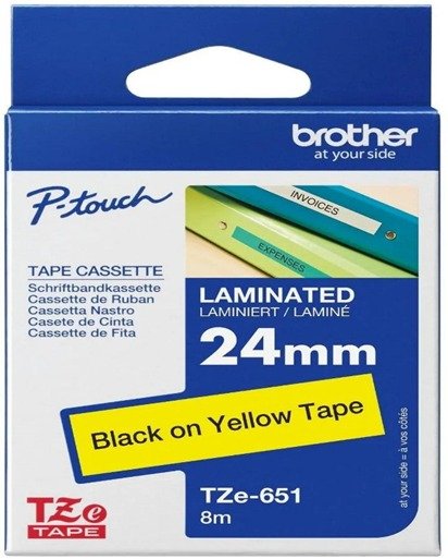 COLORTAPES 24MM BLACK ON YELLOW TZe-651