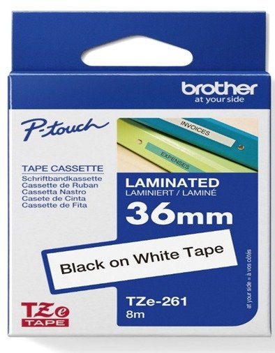 COLORTAPES 36MM BLACK ON WHITE TZe-261