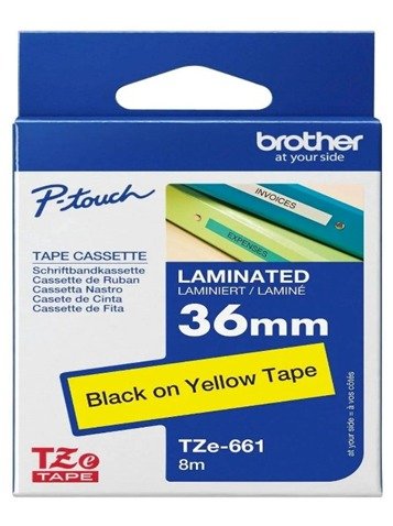 COLORTAPES 36MM BLACK ON YELLOW TZe-661