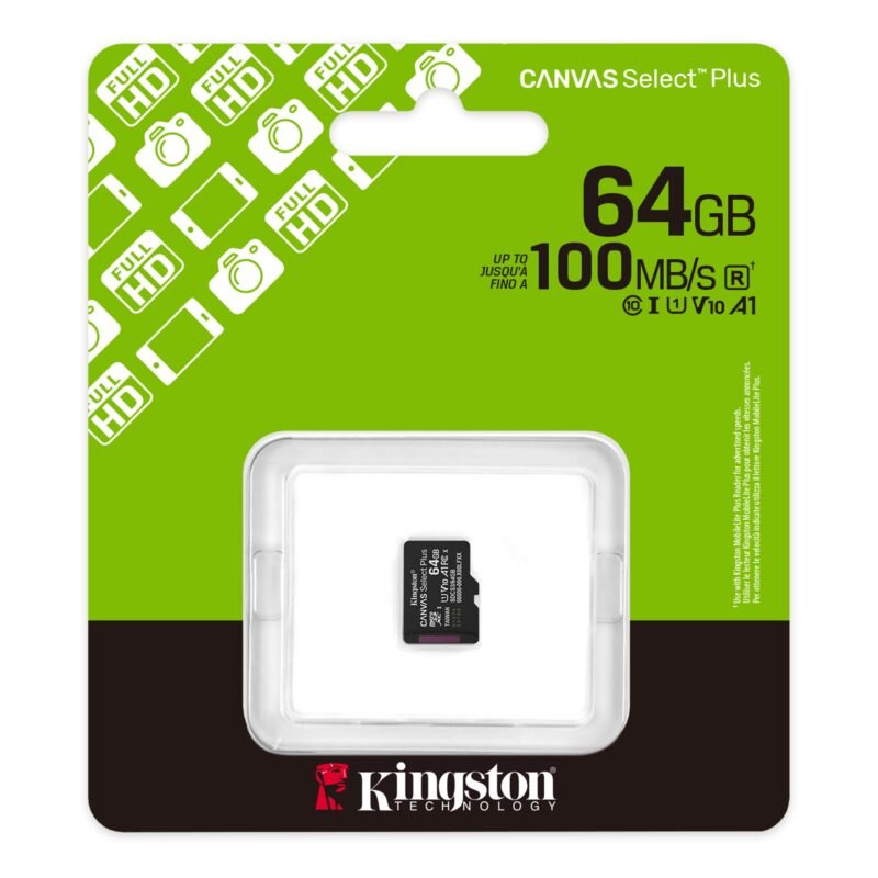 MICRO SDXC KINGSTON CANVAS SELECT PLUS GEN 3 64GB 100MB/S A1 CARD