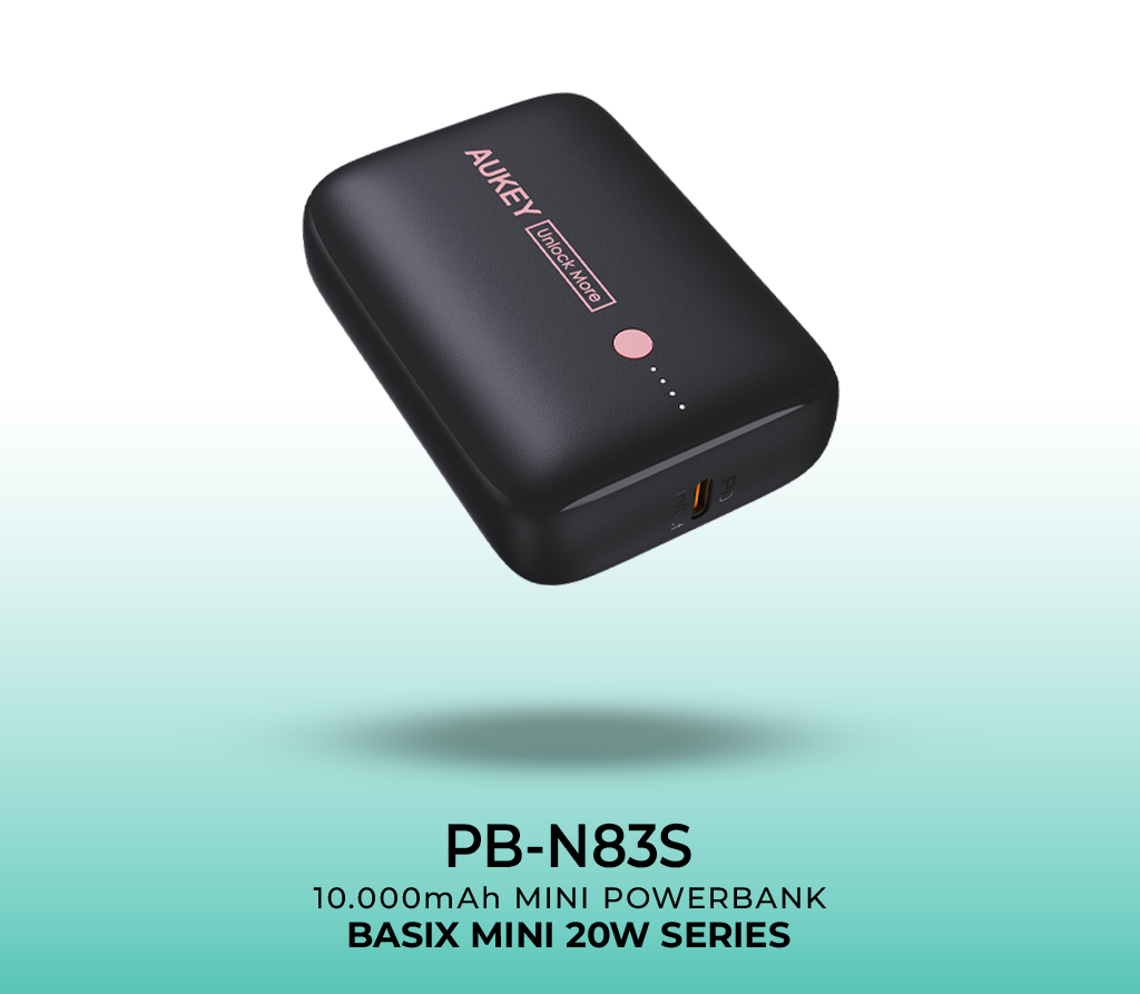 AUKEY POWER BANK N83S 10.000MAH 22.5W BLACK PINK