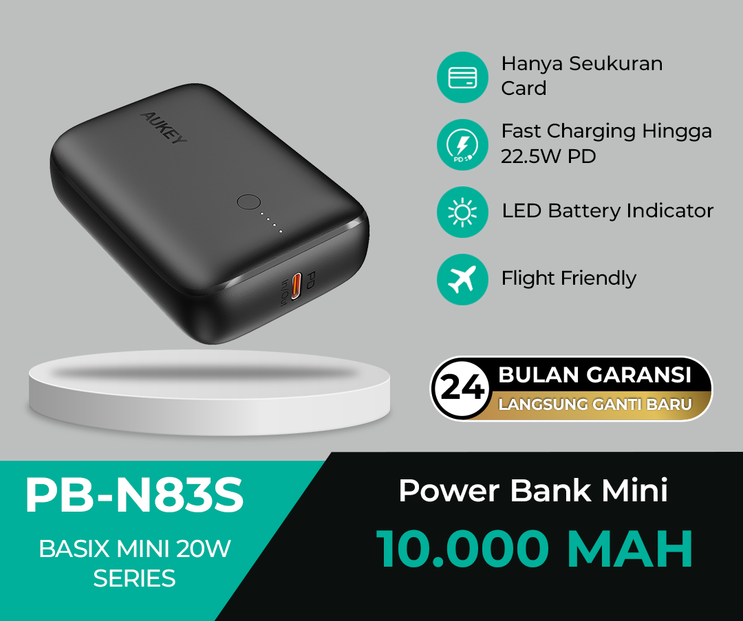 AUKEY POWER BANK N83S 10.000MAH 22.5W BLACK