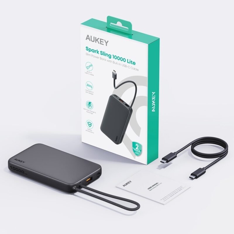 AUKEY POWER BANK Y53 10.000MAH 15W CABLE GRAY