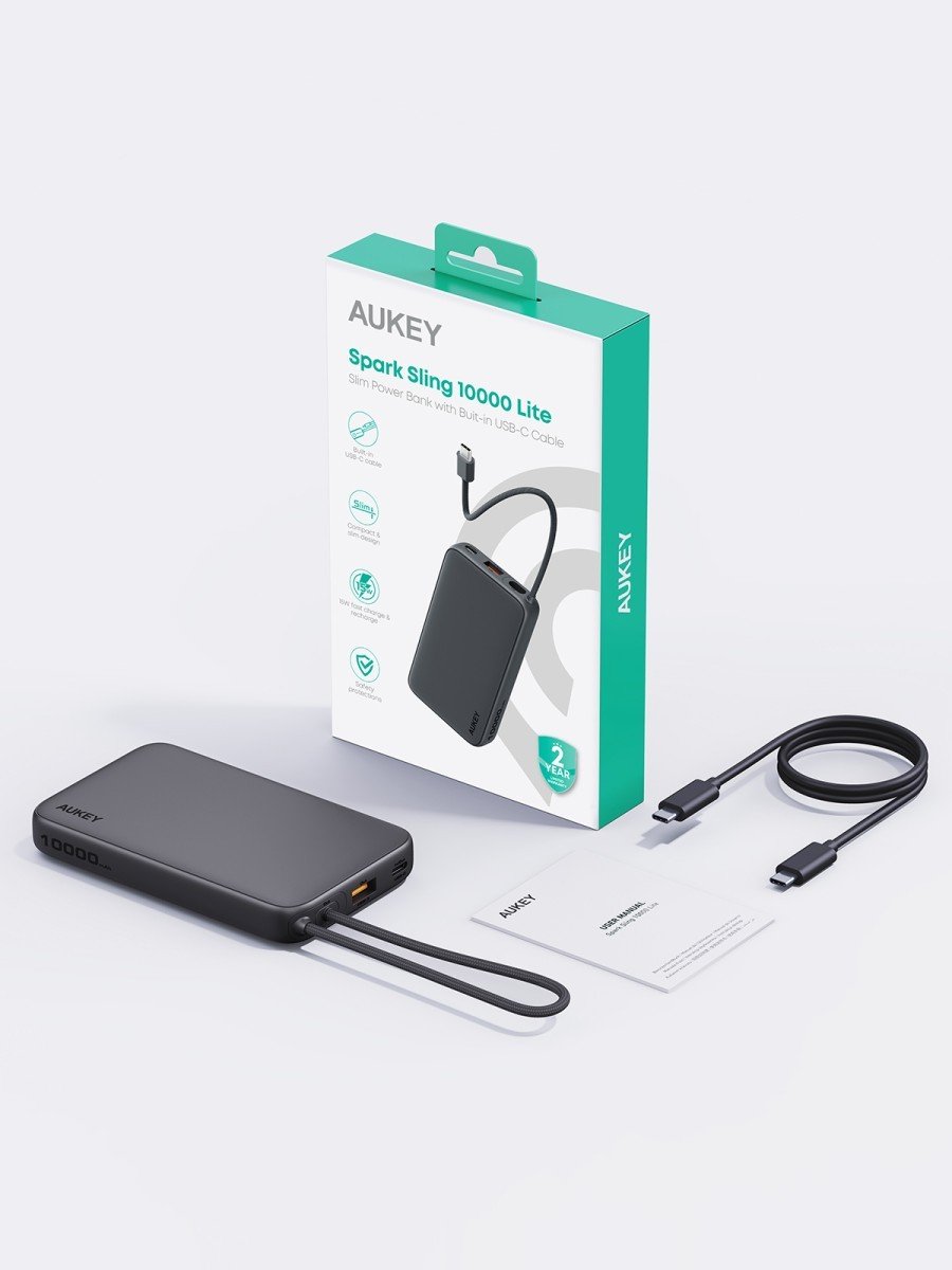 AUKEY POWER BANK Y53 10.000MAH 15W CABLE GRAY