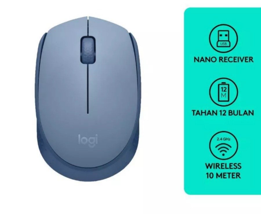 MOUSE WIRELESS LOGITECH M171 BLUE GREY