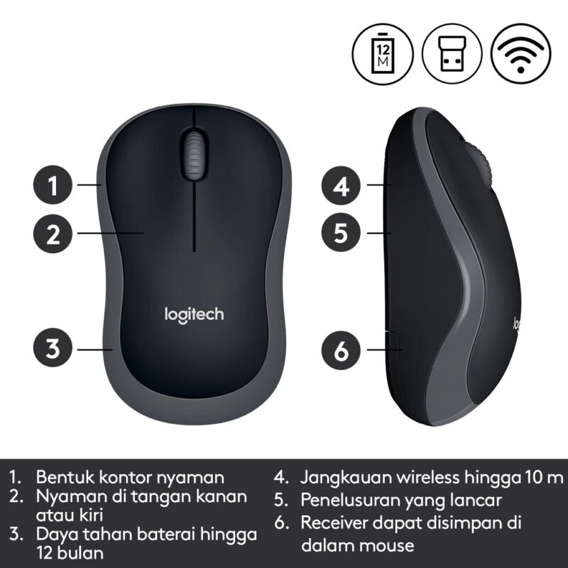 MOUSE LOGITECH M185 GREY