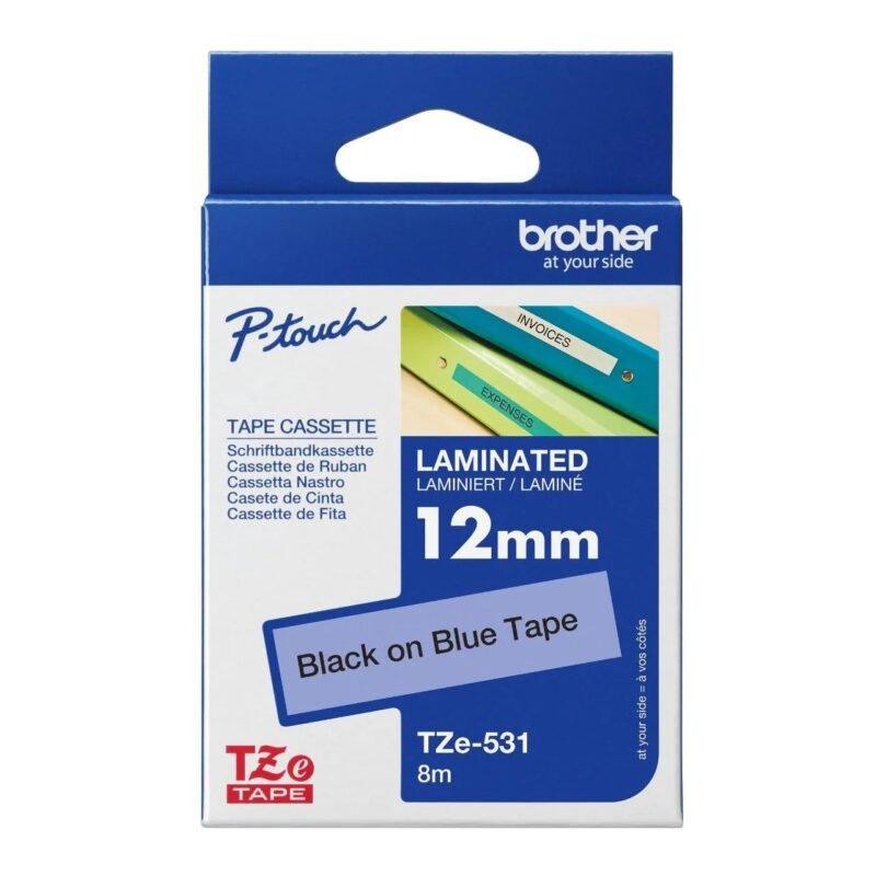 COLORTAPES 12MM BLACK ON BLUE TZe-531