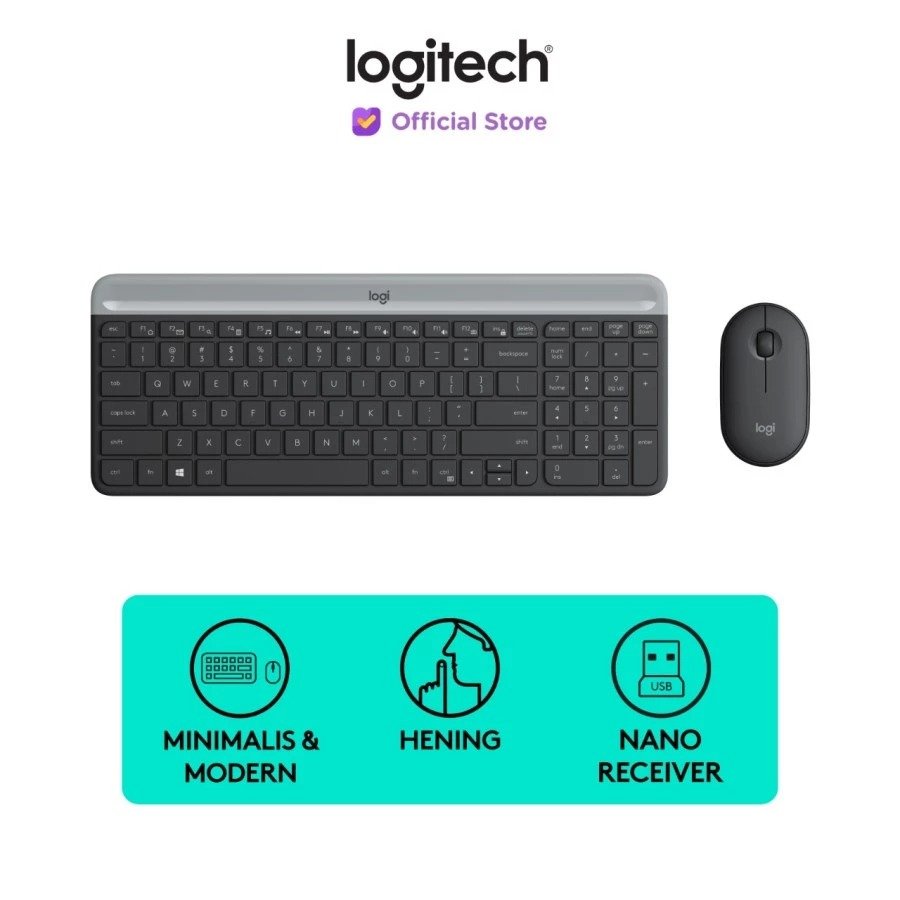 KEYBOARD LOGITECH MK470 SLIM WIRELESS COMBO GRAPHITE