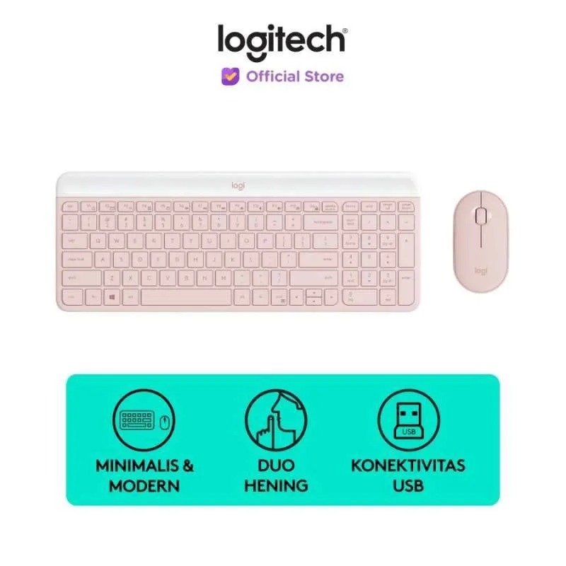 KEYBOARD LOGITECH MK470 SLIM WIRELESS COMBO ROSE