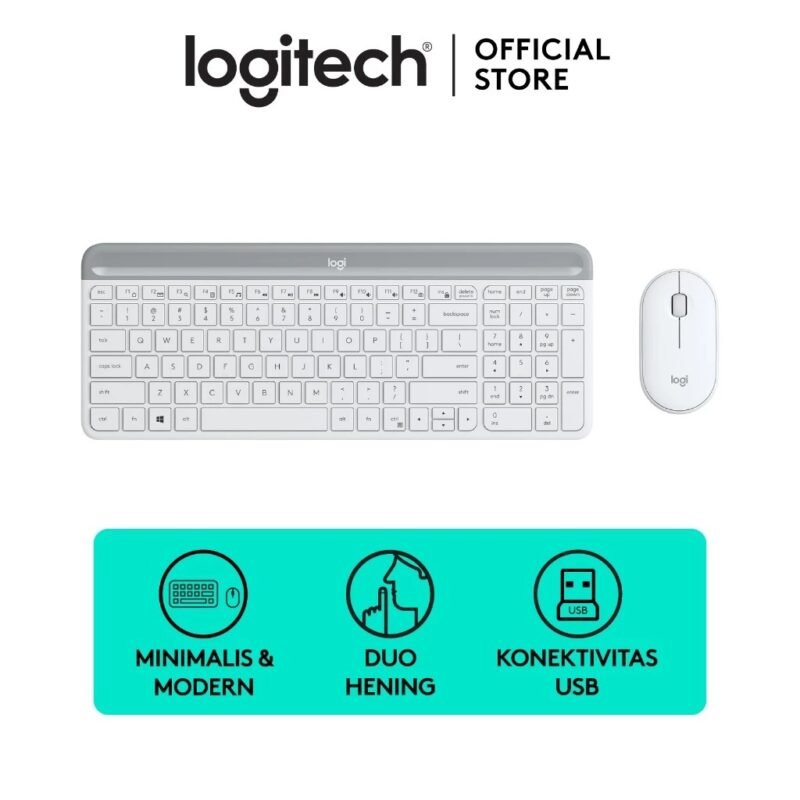 KEYBOARD LOGITECH MK470 SLIM WIRELESS COMBO WHITE