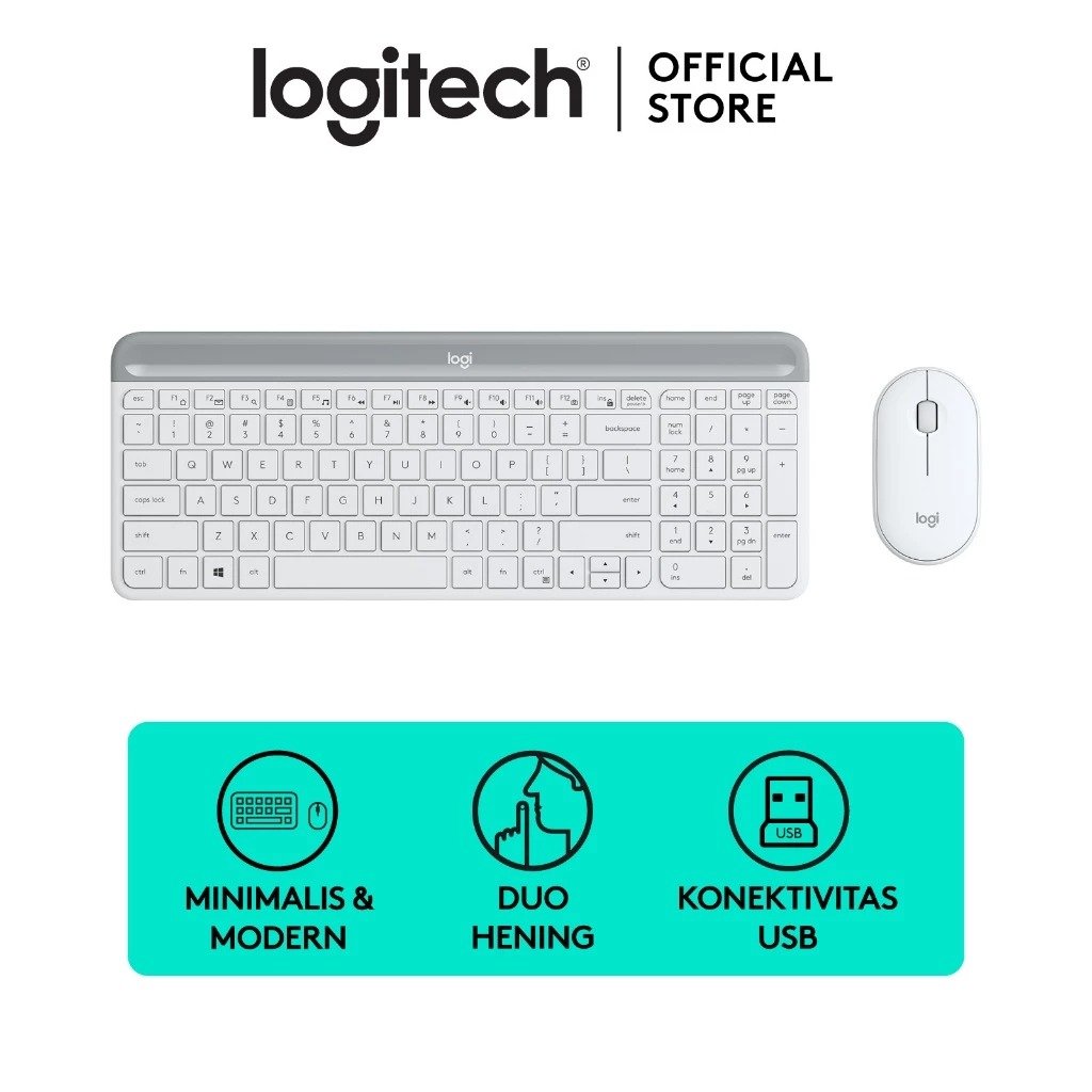 KEYBOARD LOGITECH MK470 SLIM WIRELESS COMBO WHITE
