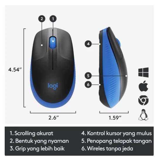MOUSE LOGITECH WIRELESS M190 KOZAK BLUE