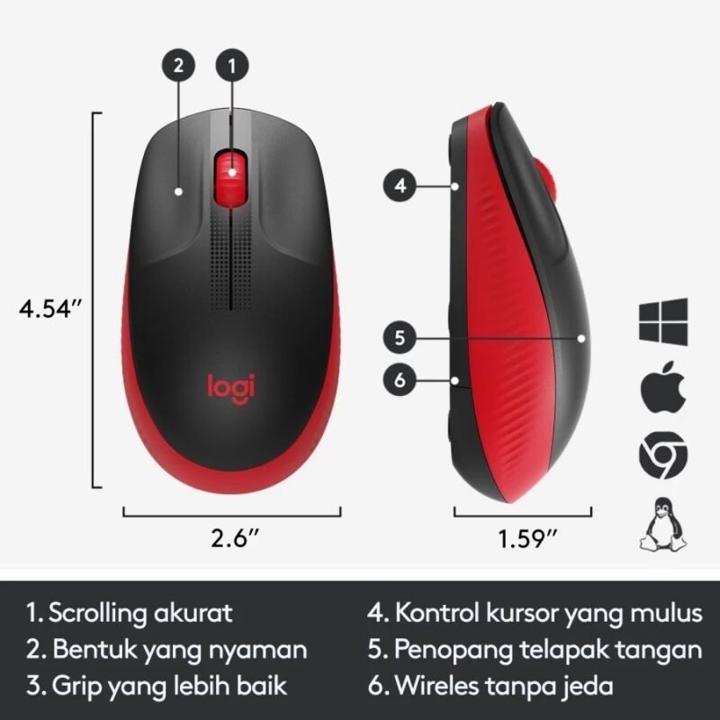 MOUSE LOGITECH WIRELESS M190 KOZAK RED