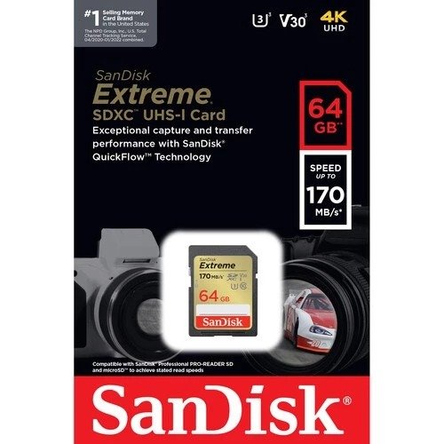 SD CARD SANDISK EXTREME GO SDXC 64GB 170MB/S